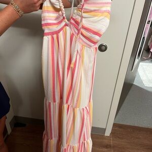 Almost Famous Pink and Yellow Striped Maxi Dress